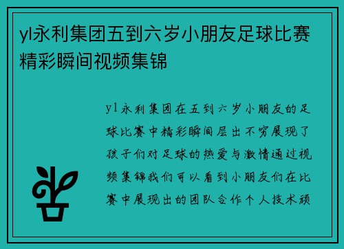 yl永利集团五到六岁小朋友足球比赛精彩瞬间视频集锦